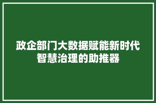 政企部门大数据赋能新时代智慧治理的助推器