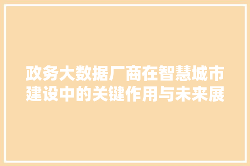 政务大数据厂商在智慧城市建设中的关键作用与未来展望