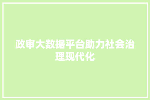 政审大数据平台助力社会治理现代化