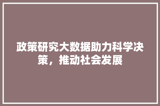 政策研究大数据助力科学决策，推动社会发展