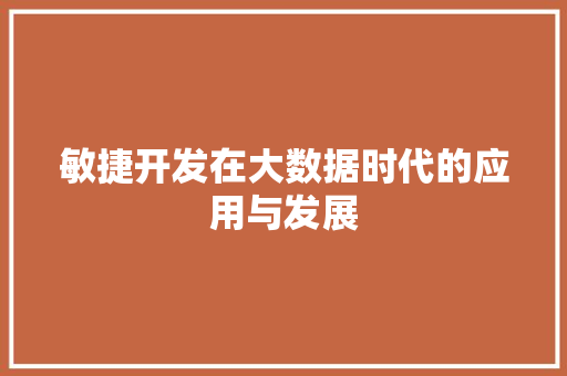 敏捷开发在大数据时代的应用与发展