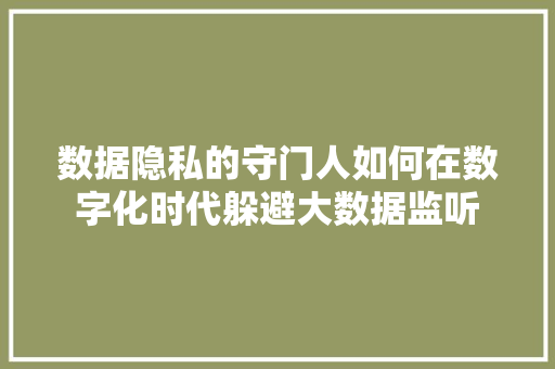 数据隐私的守门人如何在数字化时代躲避大数据监听