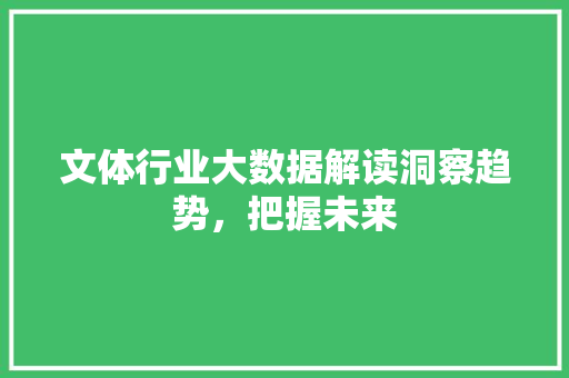 文体行业大数据解读洞察趋势，把握未来