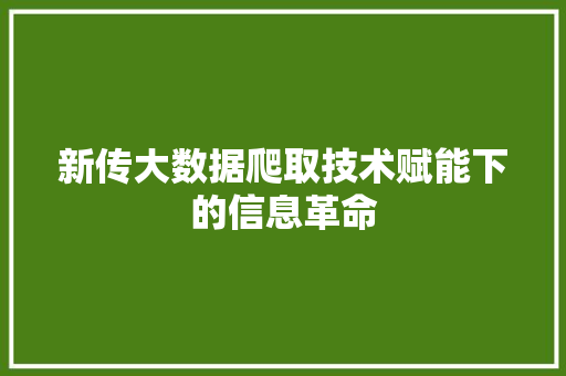 新传大数据爬取技术赋能下的信息革命