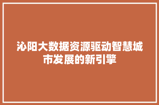 沁阳大数据资源驱动智慧城市发展的新引擎
