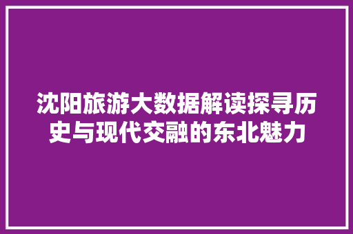 沈阳旅游大数据解读探寻历史与现代交融的东北魅力