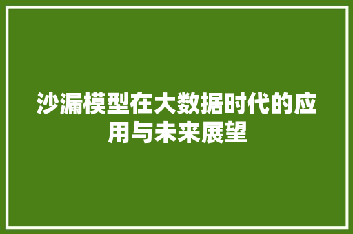沙漏模型在大数据时代的应用与未来展望