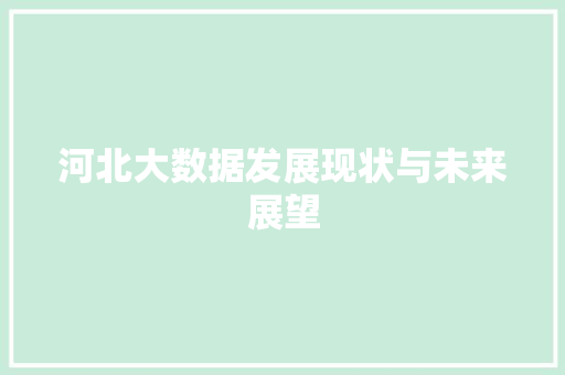 河北大数据发展现状与未来展望
