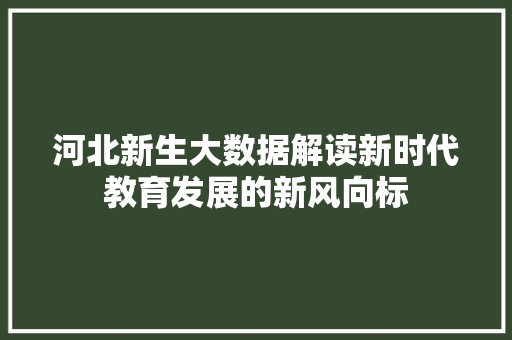河北新生大数据解读新时代教育发展的新风向标