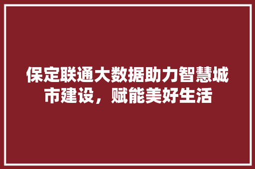 保定联通大数据助力智慧城市建设,赋能美好生活 保定联通大数据助力智慧城市建设,赋能美好生活