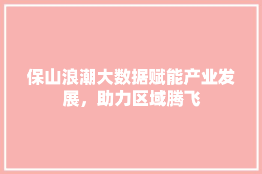 保山浪潮大数据赋能产业发展,助力区域腾飞 保山浪潮大数据赋能产业发展,助力区域腾飞