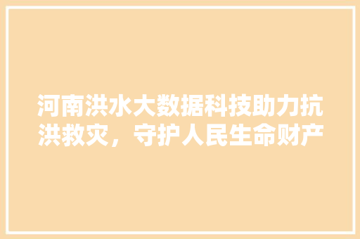 河南洪水大数据科技助力抗洪救灾，守护人民生命财产安全