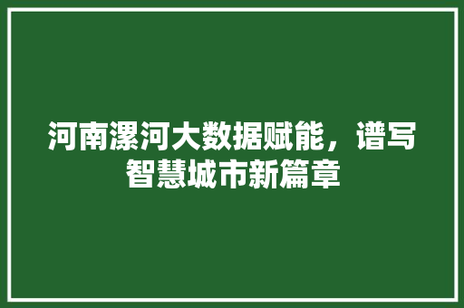 河南漯河大数据赋能，谱写智慧城市新篇章