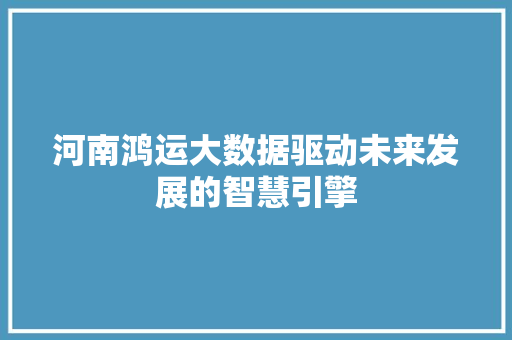 河南鸿运大数据驱动未来发展的智慧引擎