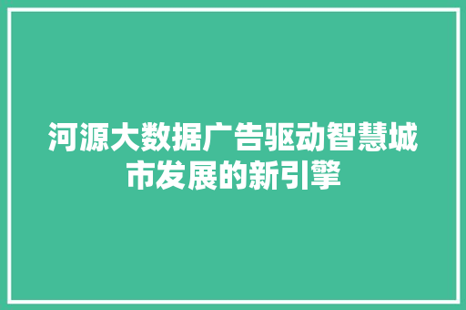 河源大数据广告驱动智慧城市发展的新引擎
