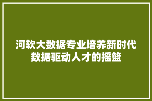 河软大数据专业培养新时代数据驱动人才的摇篮 河软大数据专业培养新时代数据驱动人才的摇篮