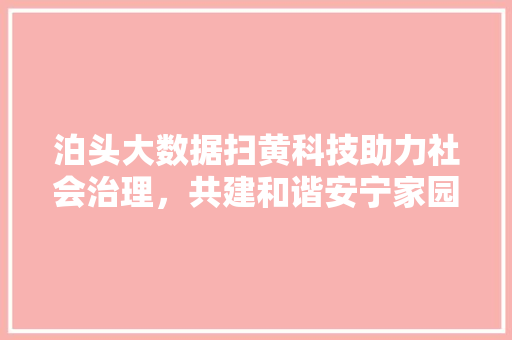 泊头大数据扫黄科技助力社会治理，共建和谐安宁家园