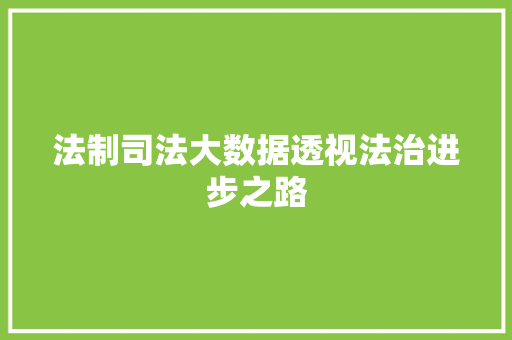 法制司法大数据透视法治进步之路
