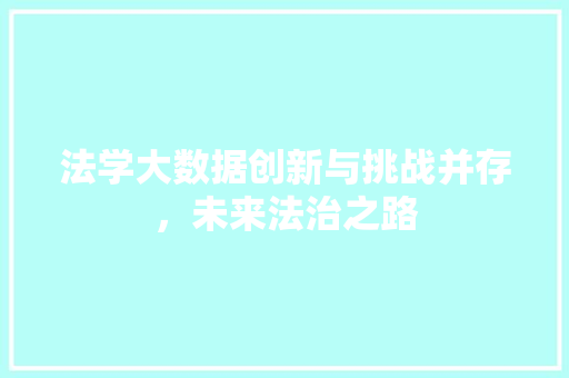 法学大数据创新与挑战并存,未来法治之路 法学大数据创新与挑战并存,未来法治之路