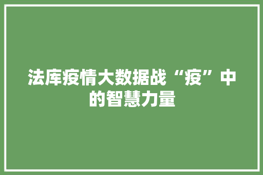 法库疫情大数据战“疫”中的智慧力量