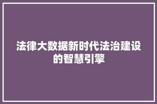 法律大数据新时代法治建设的智慧引擎