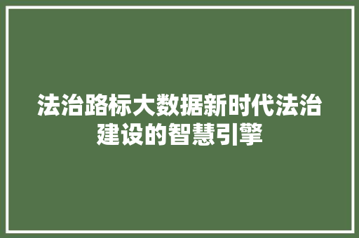法治路标大数据新时代法治建设的智慧引擎