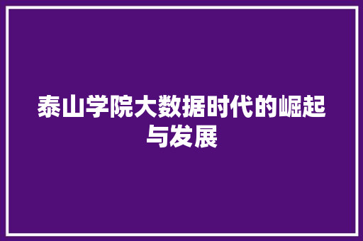 泰山学院大数据时代的崛起与发展