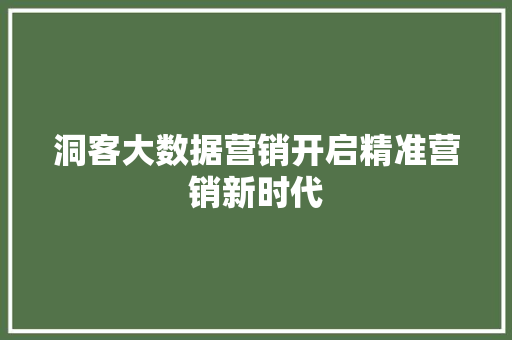 洞客大数据营销开启精准营销新时代
