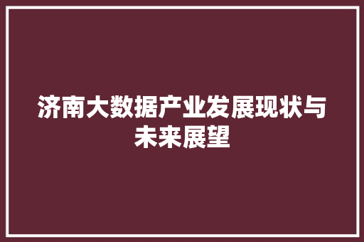 济南大数据产业发展现状与未来展望