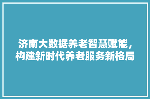 济南大数据养老智慧赋能，构建新时代养老服务新格局