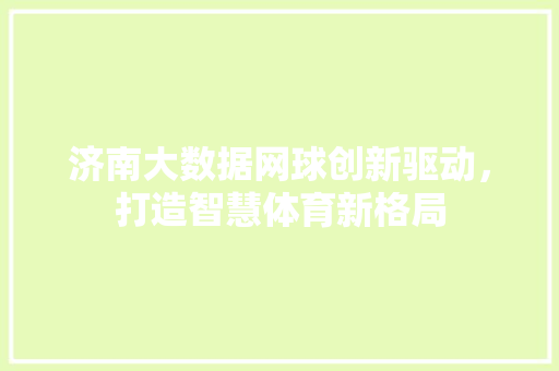 济南大数据网球创新驱动，打造智慧体育新格局