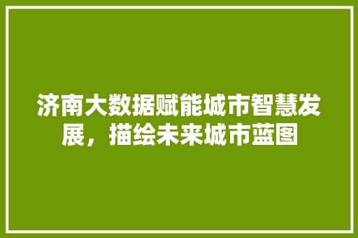 济南大数据赋能城市智慧发展,描绘未来城市蓝图 济南大数据赋能城市智慧发展,描绘未来城市蓝图