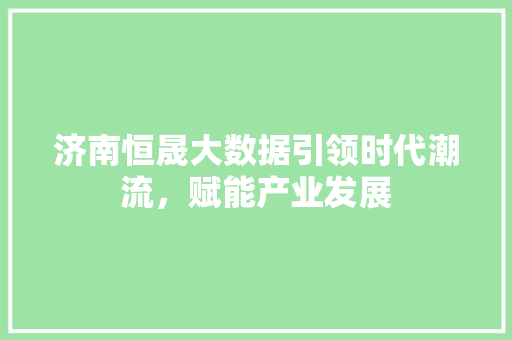 济南恒晟大数据引领时代潮流，赋能产业发展