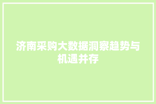 济南采购大数据洞察趋势与机遇并存
