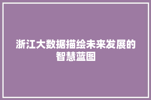 浙江大数据描绘未来发展的智慧蓝图