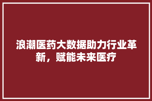 浪潮医药大数据助力行业革新，赋能未来医疗