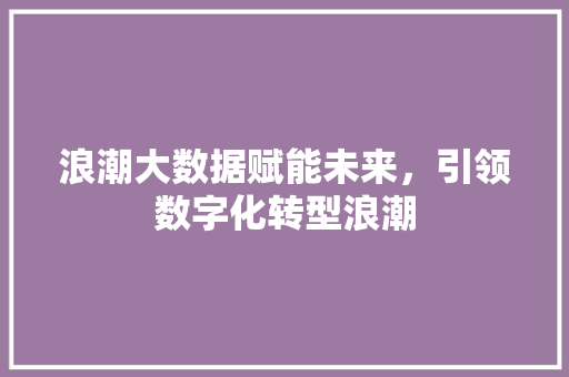 浪潮大数据赋能未来，引领数字化转型浪潮