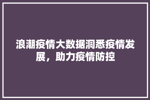 浪潮疫情大数据洞悉疫情发展，助力疫情防控