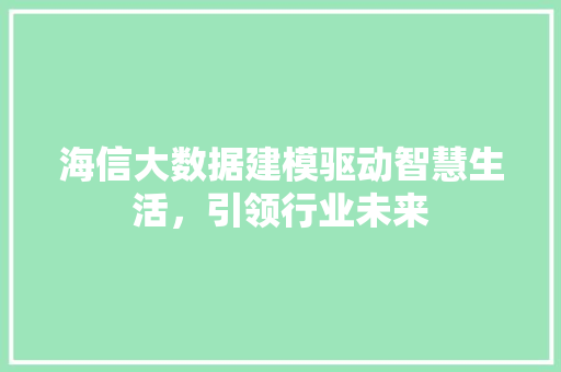 海信大数据建模驱动智慧生活，引领行业未来