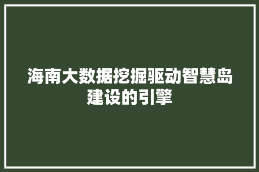 海南大数据挖掘驱动智慧岛建设的引擎