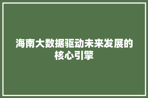 海南大数据驱动未来发展的核心引擎