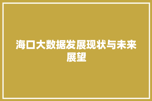 海口大数据发展现状与未来展望