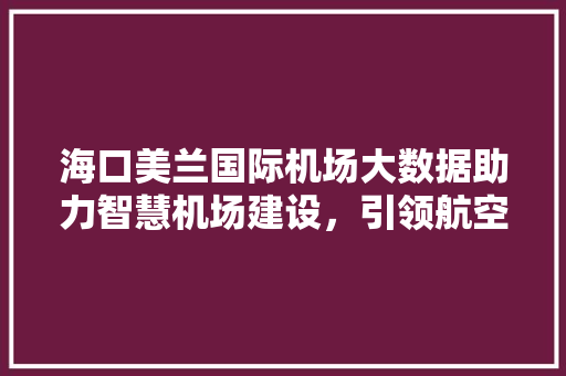 海口美兰国际机场大数据助力智慧机场建设,引领航空出行新体验 海口美兰国际机场大数据助力智慧机场建设,引领航空出行新体验