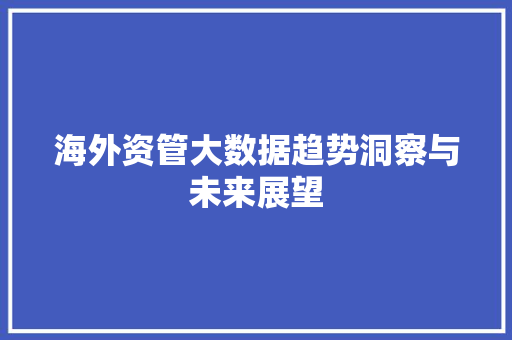 海外资管大数据趋势洞察与未来展望