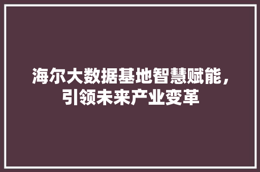 海尔大数据基地智慧赋能,引领未来产业变革 海尔大数据基地智慧赋能,引领未来产业变革