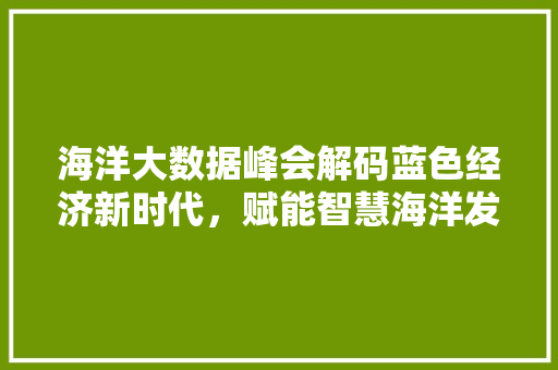 海洋大数据峰会解码蓝色经济新时代，赋能智慧海洋发展