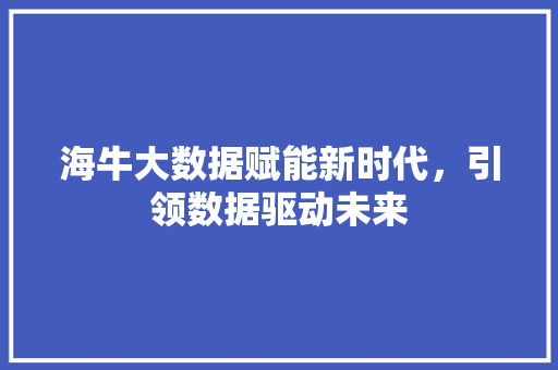 海牛大数据赋能新时代,引领数据驱动未来 海牛大数据赋能新时代,引领数据驱动未来