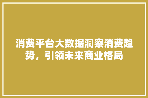 消费平台大数据洞察消费趋势，引领未来商业格局