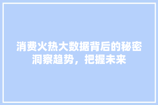 消费火热大数据背后的秘密洞察趋势，把握未来