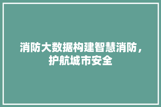消防大数据构建智慧消防，护航城市安全